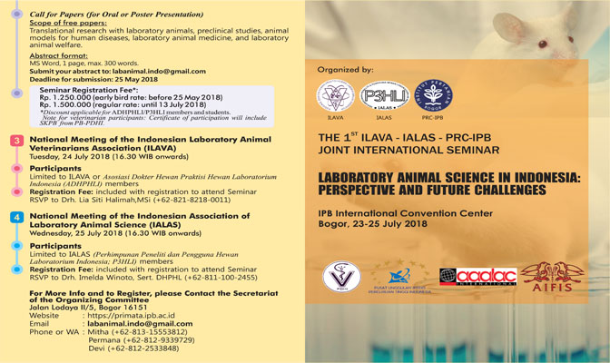 Coming soon in July 2018: ILAVA-IALAS-PRC IPB International Seminar on Laboratory  Animal Science | Pusat Studi Satwa Primata